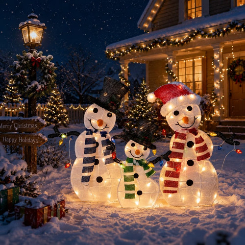 Christmas snowman family - christmas,