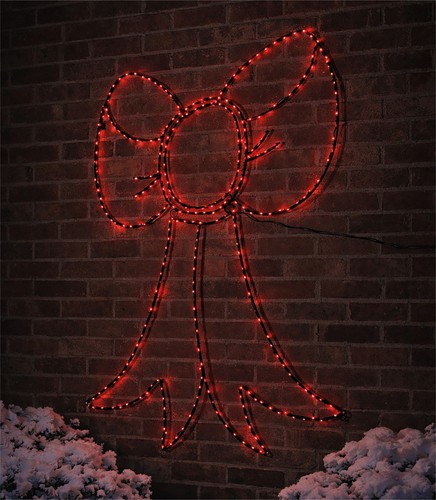 Red led christmas bow outdoor - led,