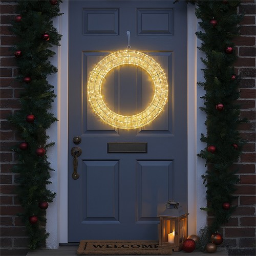 Light christmas wreath - light,
