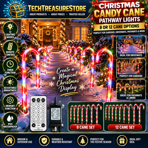 Christmas candy cane lights - candy,