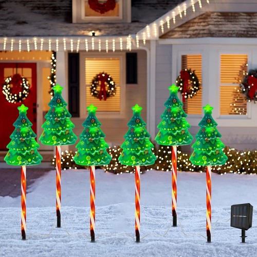 6pcs solar christmas tree - 6pcs,