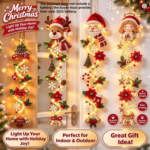 Glowing christmas door hanger - door,