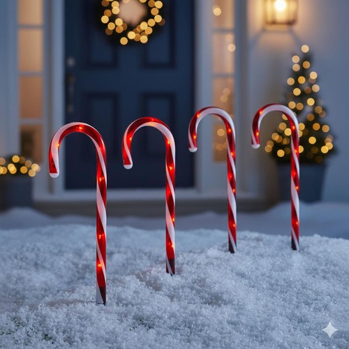 4pc candy cane - lights, led