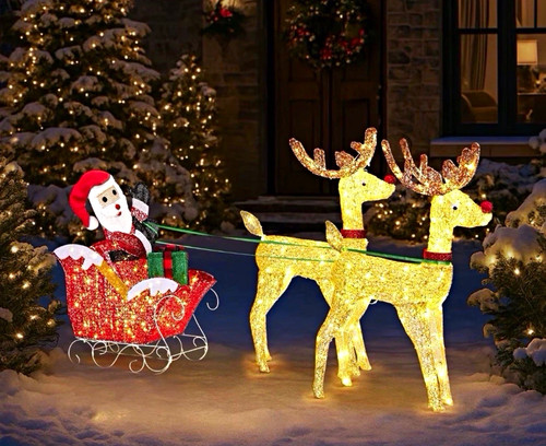 Christmas santa sleigh with - santa's,