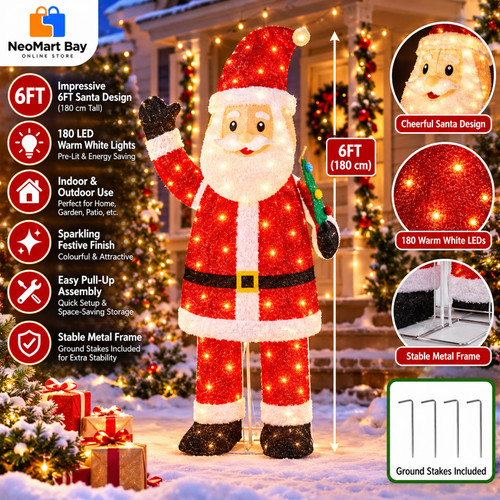 6ft light santa christmas - 6ft,