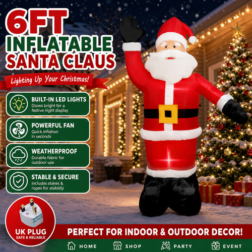 6ft christmas inflatable - christmas, santa