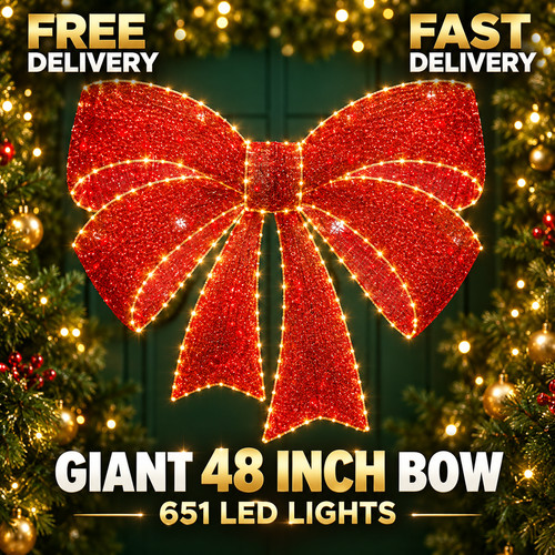 Giant red christmas bow - red,