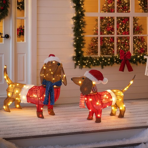 Set lighted dachshund dog - 2,