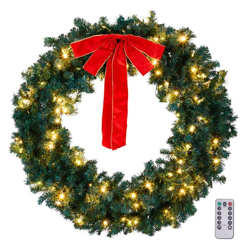 4ft pre lit christmas wreath - christmas,