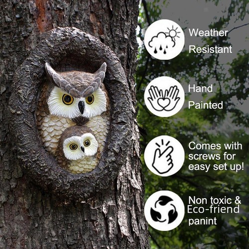 Owl tree hugger yard - owl,