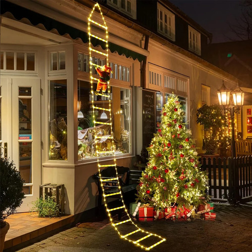 Santa claus climbing ladder - santa,