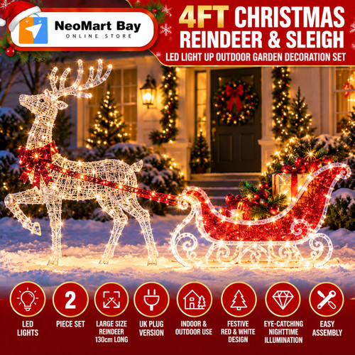 4ft christmas reindeer - 4ft, sleigh