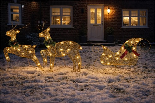 Led gold glitter reindeer - gold, &