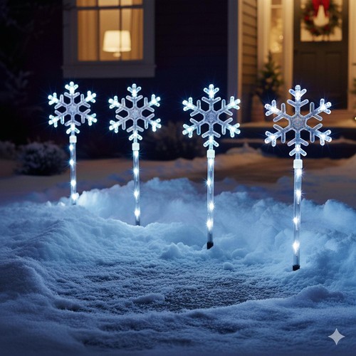 Snowflake path lights set - snowflake,