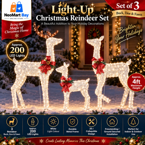 3pc christmas reindeer family - 3pc,